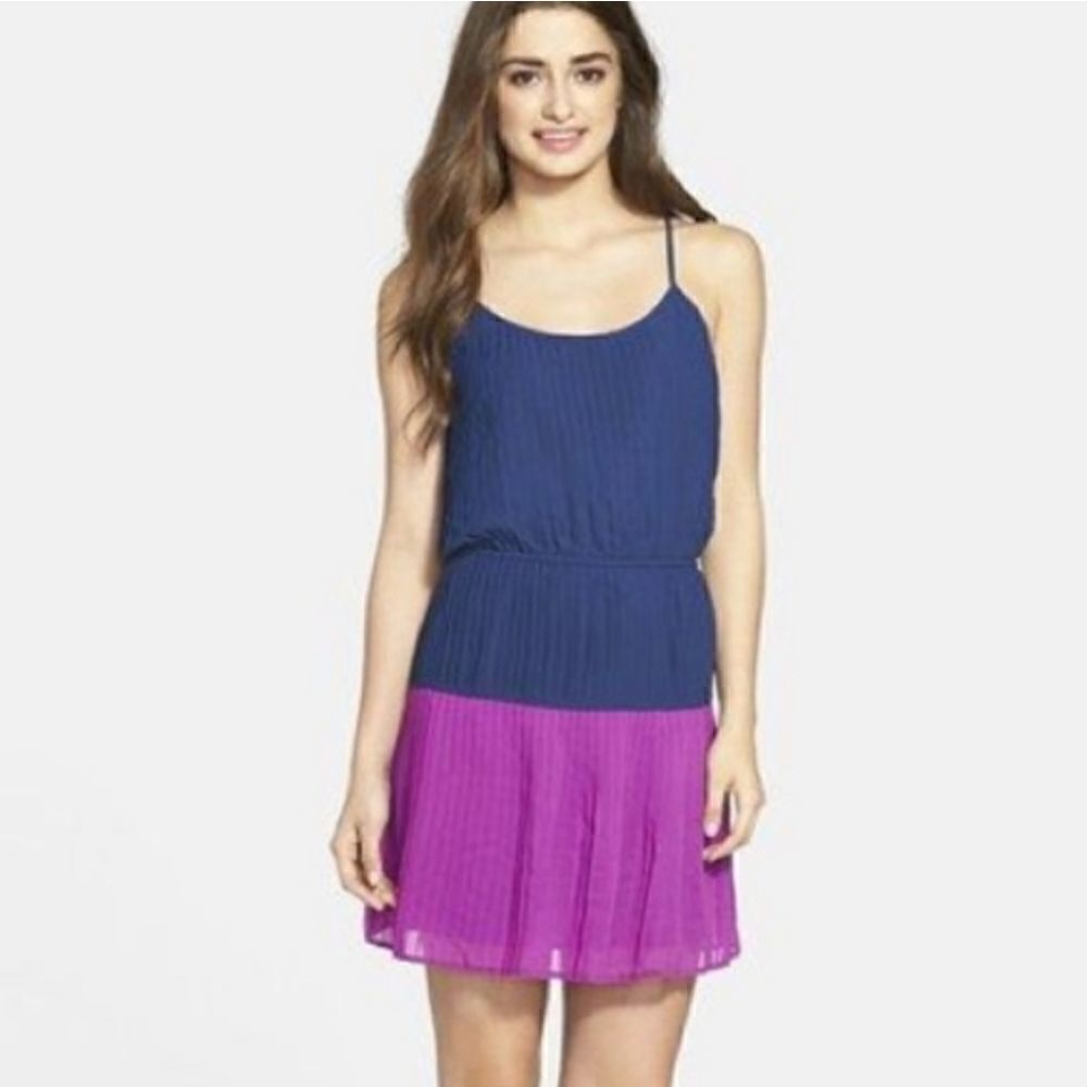 Olive + Oak Pleated Color Block Sleeveless Dress